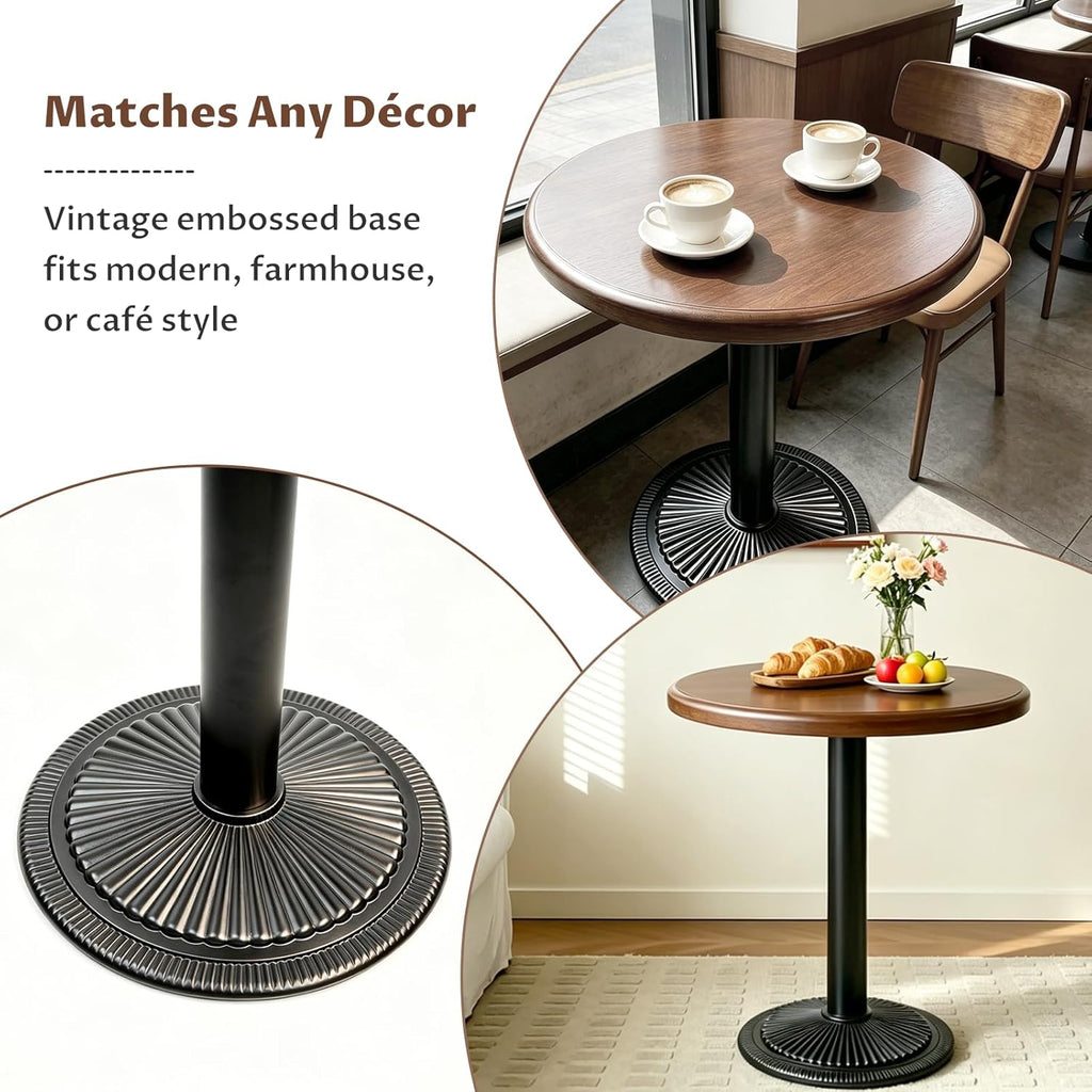 24 Inch Small Round Dining Table for 2, Sturdy Bistro Tulip Table with 1.57" Thick Tabletop, Stable Metal Pedestal Base, Easy Assembly, Space-Saving Kitchen Table for Apartment, Dining Room, Café, Pub