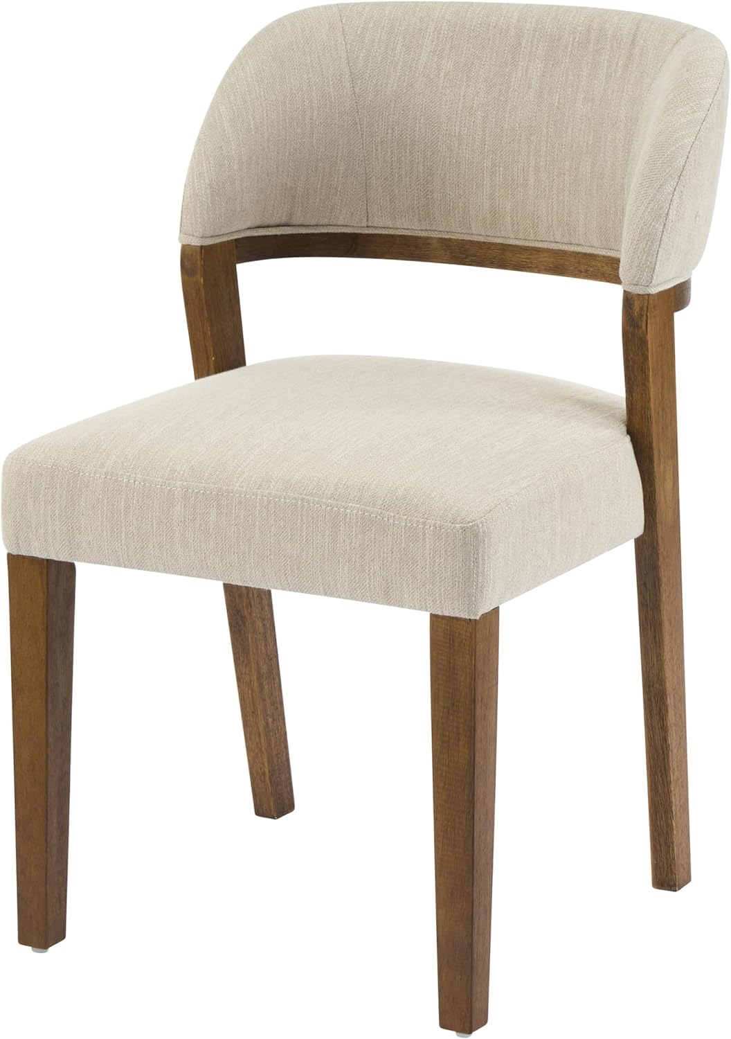 Christopher Knight Home Hanie Modern Upholstered Dining Chair Set of 2, Curved Backrest Kitchen Side Chair, Wooden Armless Dining Room Chair, Extra Seat for Living Room, Walnut+Beige