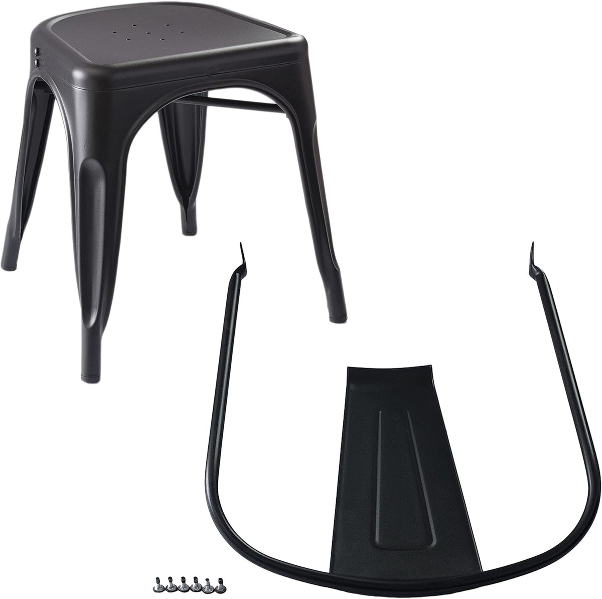 Amazon Basics Metal Dining Chairs, Easy to Assemble, Indoor/Outdoor, Stackable, Matte Black, 4-Pack