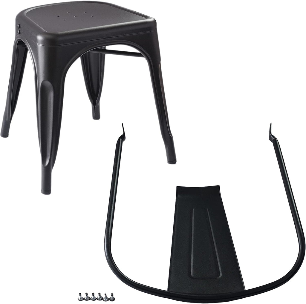 Amazon Basics Metal Dining Chairs, Easy to Assemble, Indoor/Outdoor, Stackable, Matte Black, 4-Pack