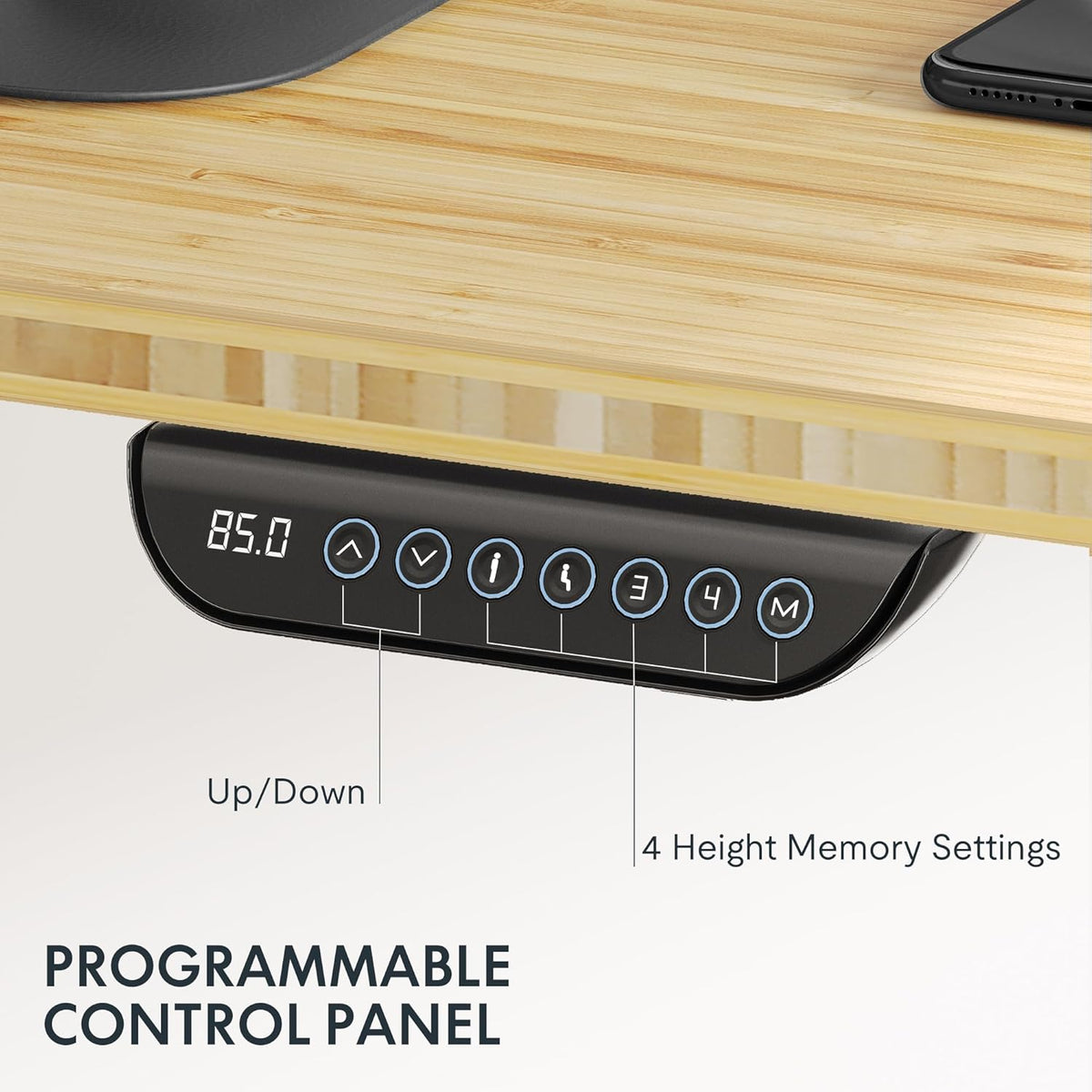 FLEXISPOT E6 MAX Bamboo 60x30 Inch Dual Motor 3-Stage Heavy Duty Standing Desk, 330lbs Weight Capacity, Height Adjustable Desk w/Cable Management & Wheels (Solid Bamboo Desktop + Black Frame)
