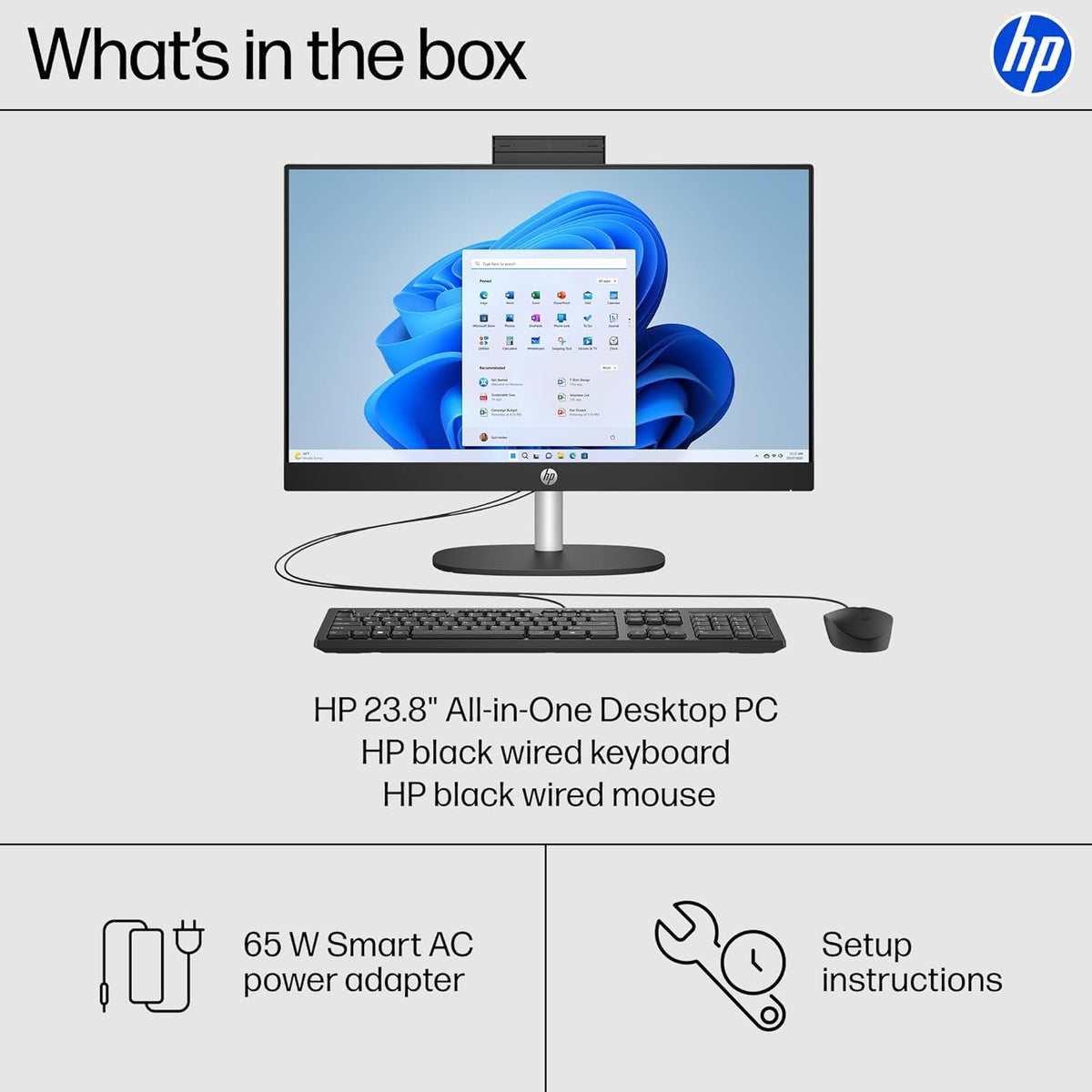 HP 23.8 inch All-in-One Desktop PC, FHD Display, Intel Core i3-N300, 8 GB RAM, 256 GB SSD, Intel UHD Graphics, Windows 11 Home, Jet Black, 24-cr0430 (2025)