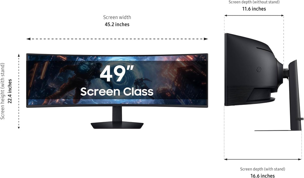 SAMSUNG 49-inch Odyssey G9 (G91F) DQHD, 144Hz, Curved Gaming Monitor, Ultra-Wide 32:9 Screen, DisplayHDR 600, AMD FreeSync™ Premium Pro, Ergonomic Stand, LS49FG910ENXZA, 2025