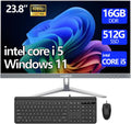 23.8-Inch Fhd All-in-One Desktop Compute,Core i5, 16GB DDR RAM,512GB PCIe SSD,1920x1080 FHD Display, WiFi, Bluetooth,Mouse and Keyboard Include,with 1-Year Warrant