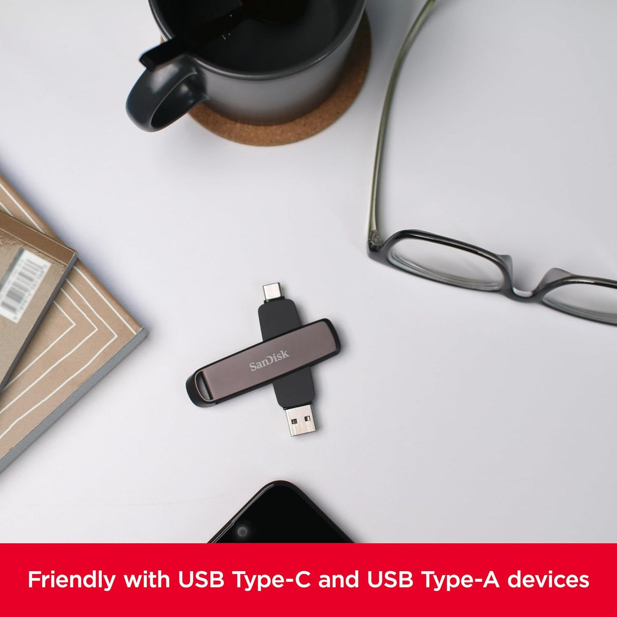 SANDISK 512GB Extreme PRO Dual Drive - Up to 1,000MB/s, USB Type-C, and USB Type-A, High-Performance Flash Drive - SDDDE1-512G-G46