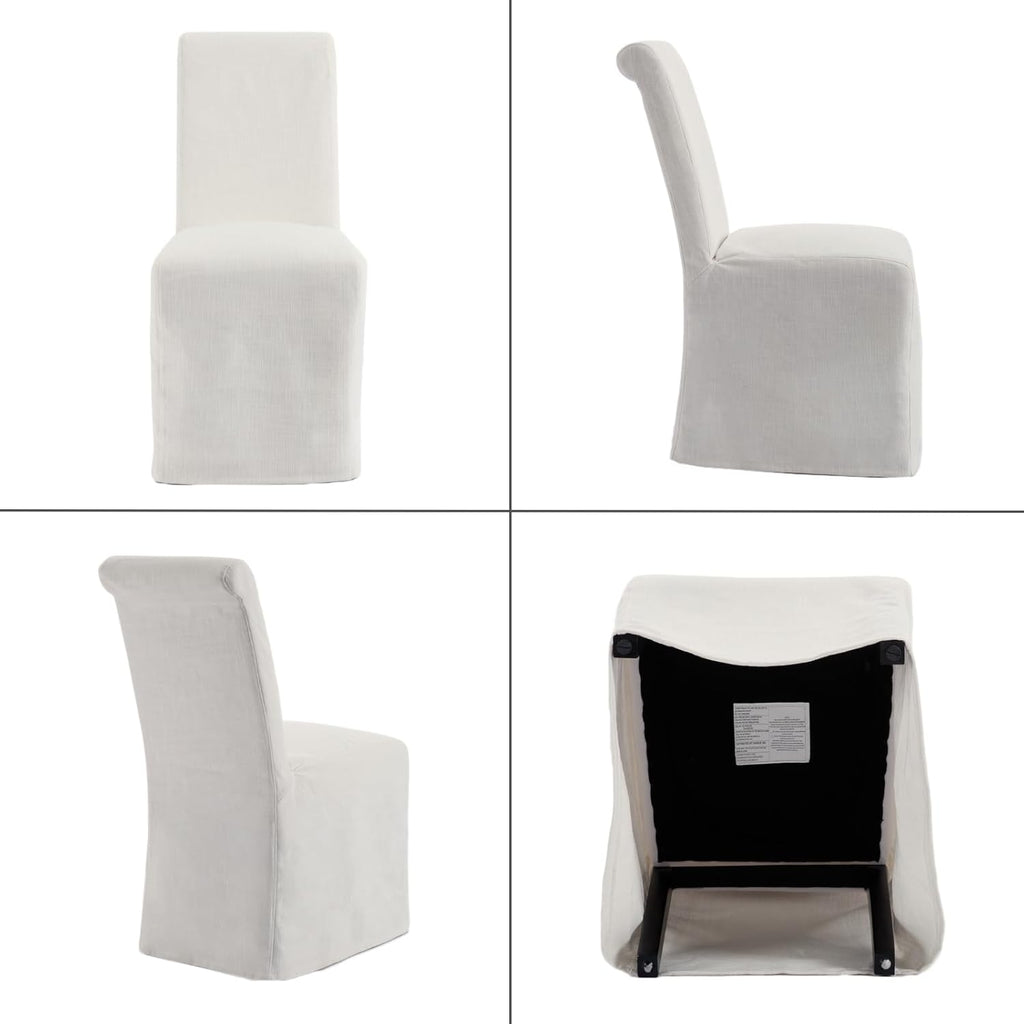 chairus Slipcovered Parsons Dining Chairs Set of 4, Upholstered Dining Room Chairs with Washable Linen Cover & High Back, Modern Farmhouse Wooden Side Kitchen Chairs, Cream White