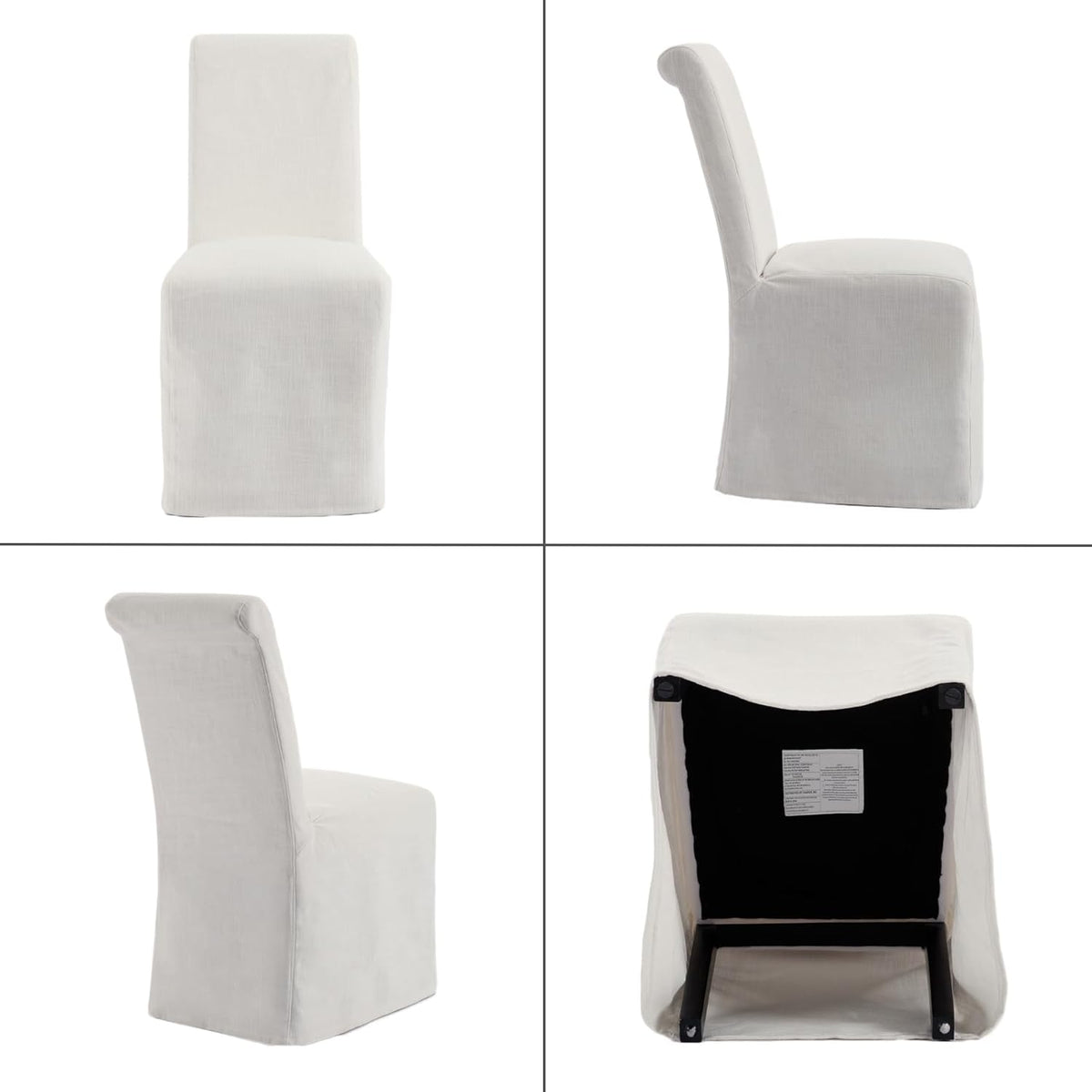 chairus Slipcovered Parsons Dining Chairs Set of 4, Upholstered Dining Room Chairs with Washable Linen Cover & High Back, Modern Farmhouse Wooden Side Kitchen Chairs, Cream White