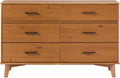 Walker Edison Sloane 6-Drawer Solid Wood Dresser with Metal Handles, 52 Inch, Caramel