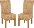 SAFAVIEH Furniture - Luz Dining Chair Set of 2 - Coastal Design - Natural & Honey Pine Solid Wood - Ideal for Dining Room, Kitchen, 18.5" Seat Height (SEA8016B-SET2)