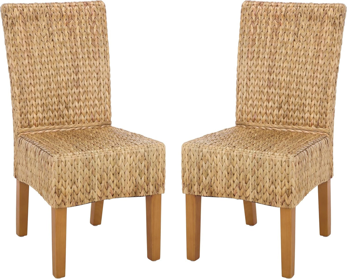 SAFAVIEH Furniture - Luz Dining Chair Set of 2 - Coastal Design - Natural & Honey Pine Solid Wood - Ideal for Dining Room, Kitchen, 18.5" Seat Height (SEA8016B-SET2)