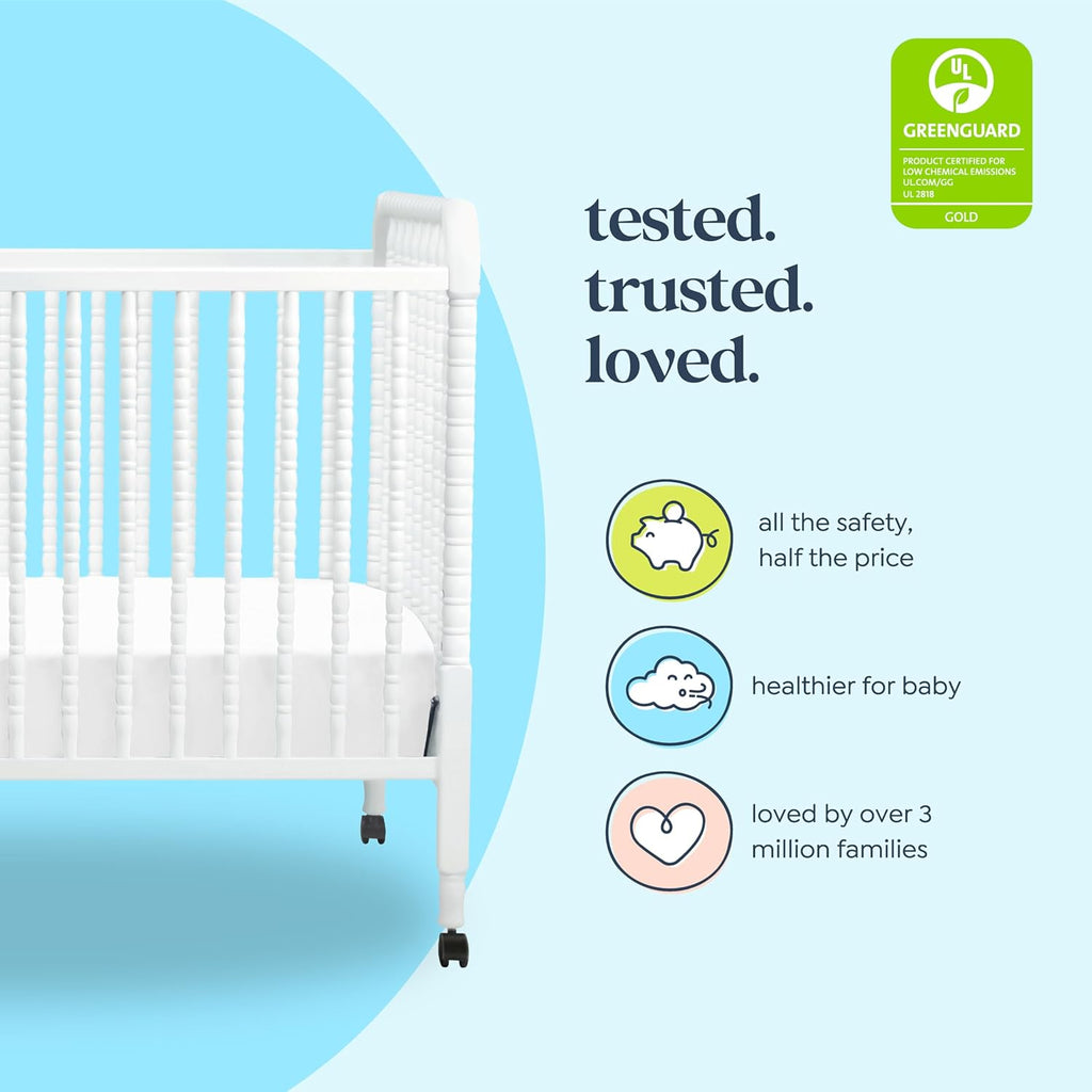 daVinci Jenny Lind 3-in-1 Baby Crib Convertible to Toddler Bed, Daybed - Easy to Assemble - GREENGUARD Gold Certified - 4 Adjustable Mattress Heights, Conversion Kit Sold Separately - White