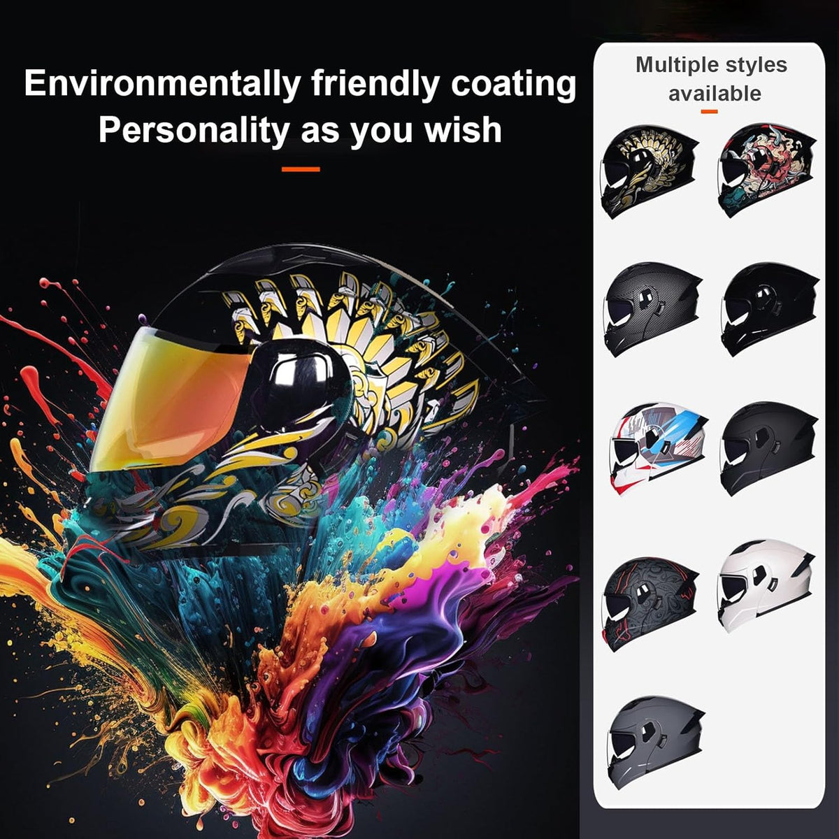 Motorcycle Bluetooth Modular Helmet DOT Approved Dual Visor Full Face Flip up Integrated Motorcycle Helmets Double Visor Helmet Built-in Dual Speaker Microphone Waterproof Adults Men Women M-XXL