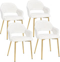 VECELO Velvet Dining Chairs Set of 4, Modern Upholstered Kitchen Chairs with Cushion, Padded Backrest and Metal Legs, White