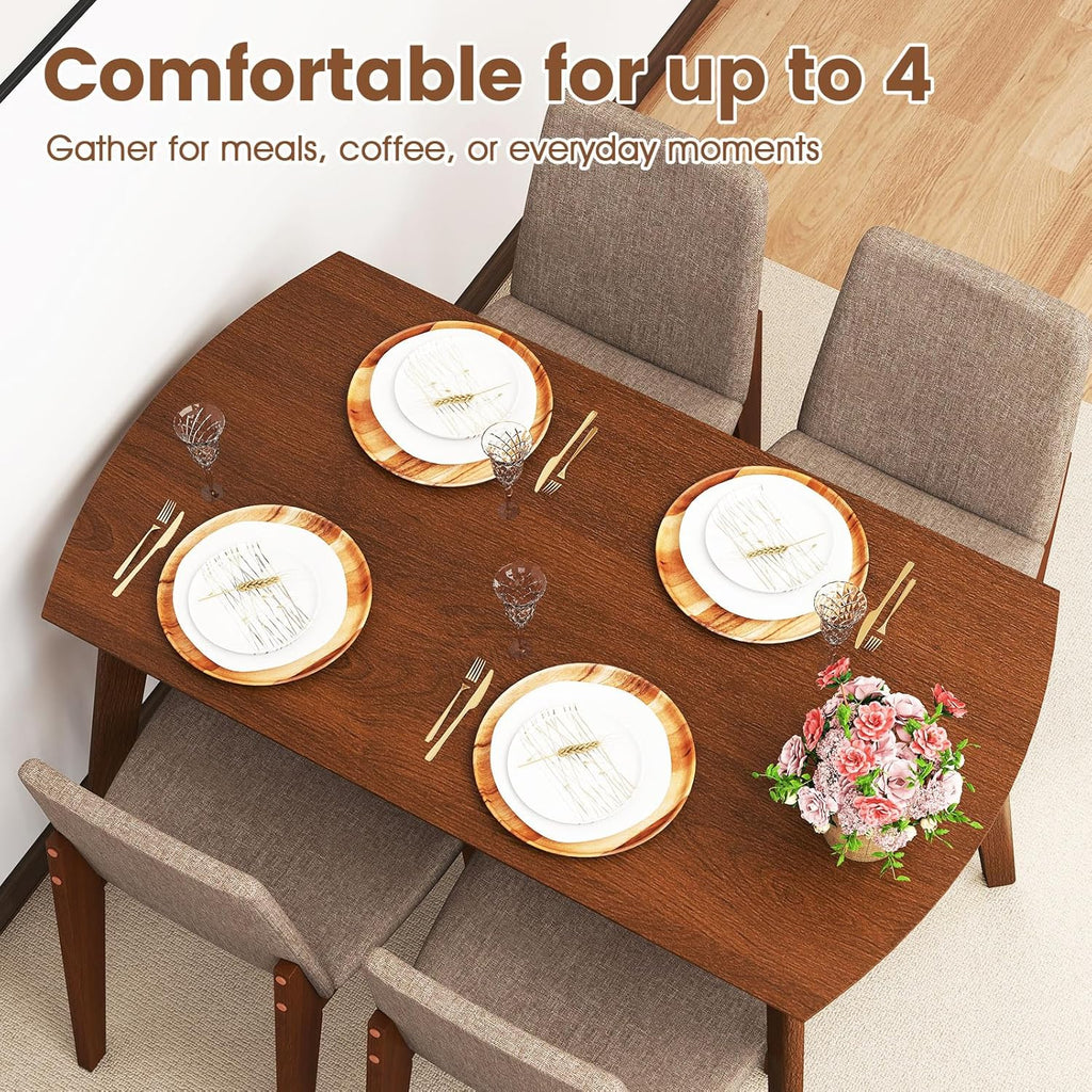 Giantex Dining Table Set for 4, Rectangular Kitchen Table and Chairs Set w/Rubber Wood Frame, Padded Seats & Backrests, Space-saving Dinette Set for Small Space, Apartment, Dining Room, Breakfast Nook
