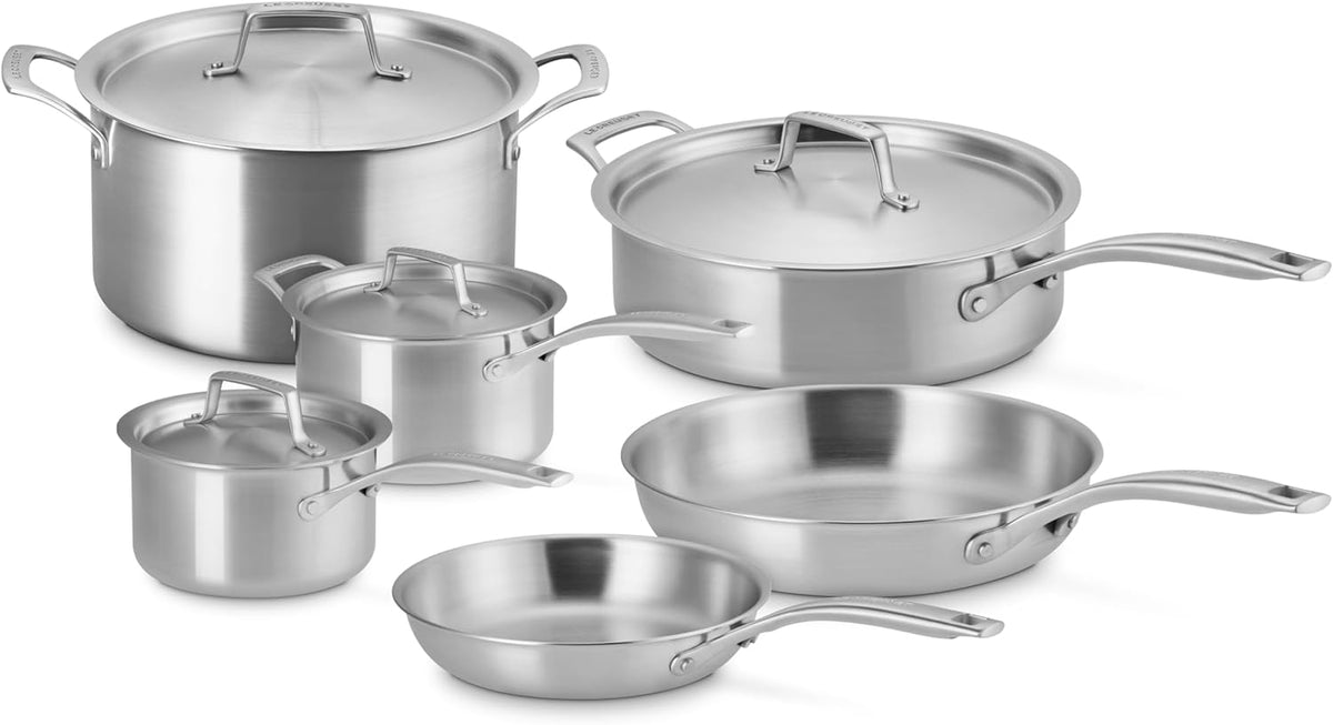 Le Creuset Essential Stainless Steel 10 Piece Cookware Set