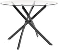 Signature Design by Ashley Pharwynn Modern Glass Tabletop Dining Table with Cross-Shaped Base, Black