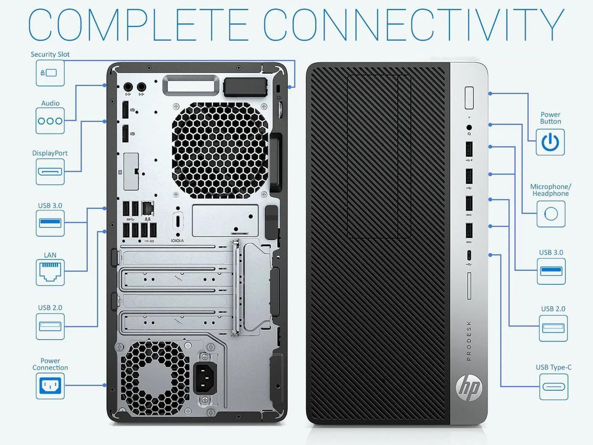 HP ProDesk 600G4 Tower Desktop Computer | Intel i7-8700 (3.4) | 32GB DDR4 RAM | 1TB SSD Solid State | Wi-Fi 5G + Bluetooth | Windows 11 | Home or Office PC (Renewed)