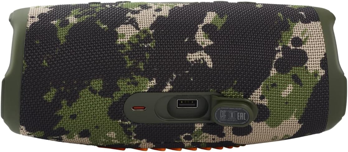 JBL Charge 5 Waterproof Portable Speaker with Built in Powerbank and gSport Carbon Fiber Case (Green Camo)