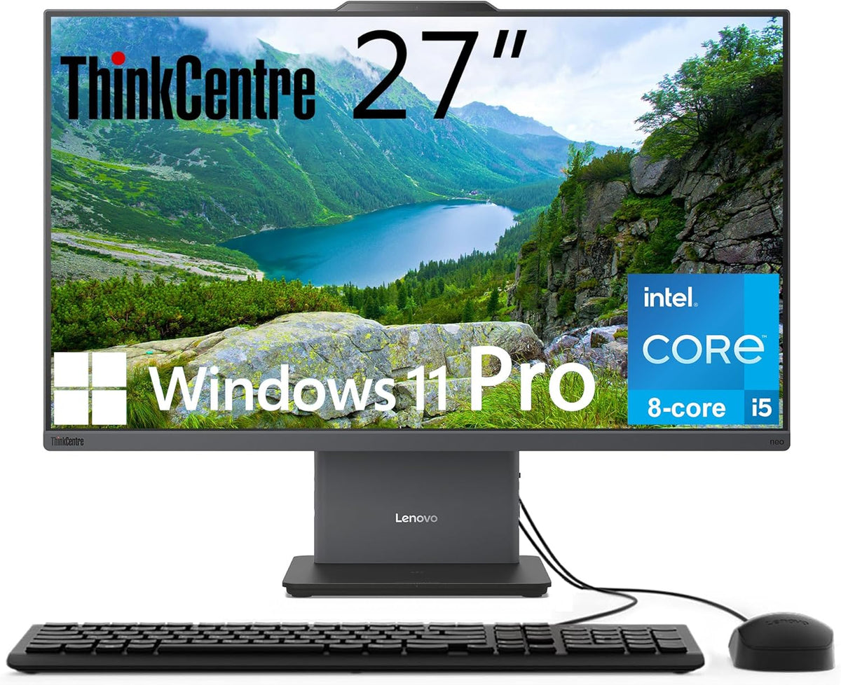 Lenovo ThinkCentre All-in-One Desktop Computer, 27" FHD IPS Display, 8-core Intel Core i5-13420H, 16GB DDR5, 512GB SSD, Wi-Fi 6, USB-C, HDMI in&Out, Wired KB&Mouse, Windows 11 Pro