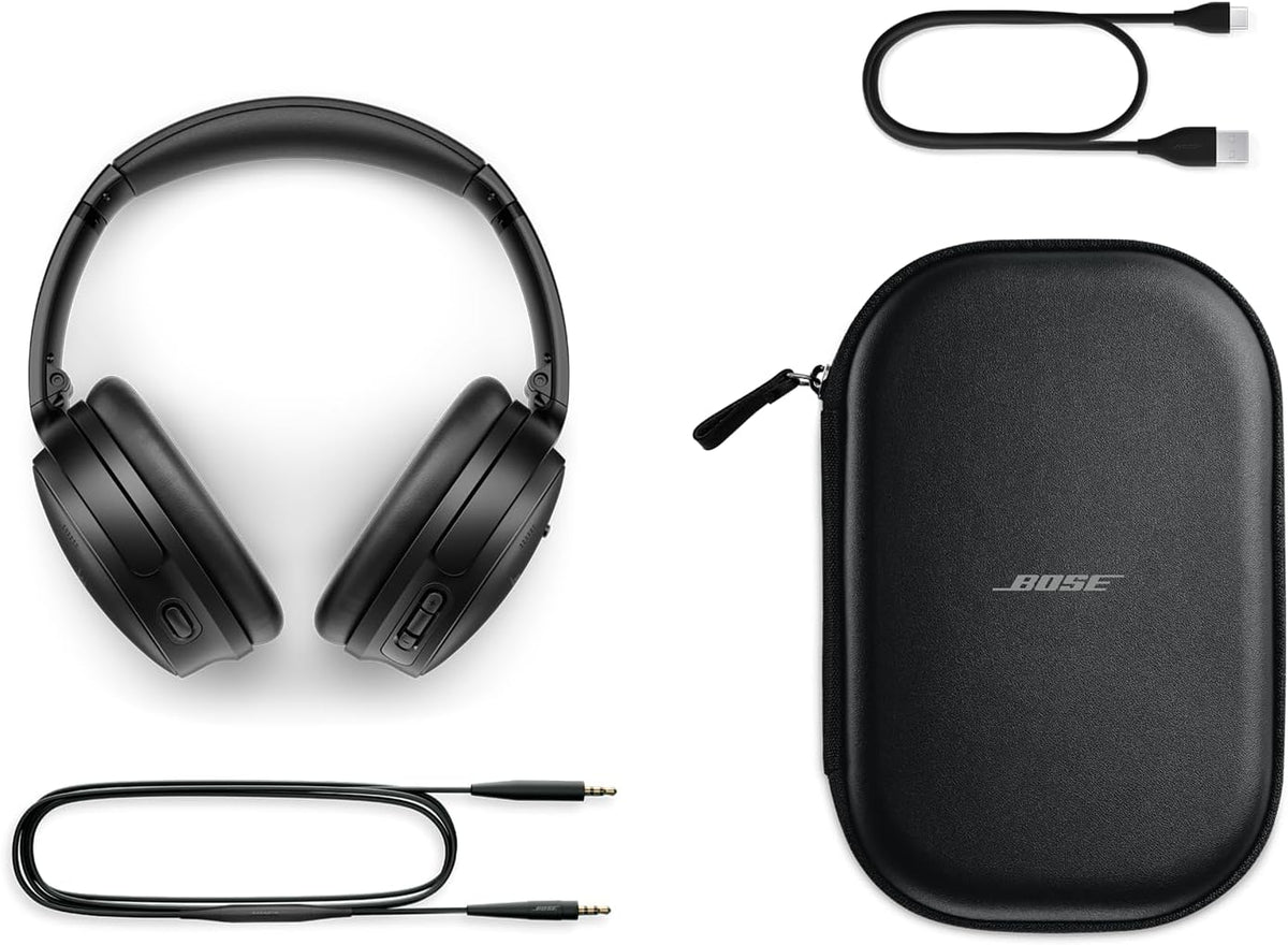 Bose QuietComfort Wireless Noise Cancelling Headphones, Bluetooth Over Ear Headphones with Up to 24 Hours of Battery Life, Black (Renewed)