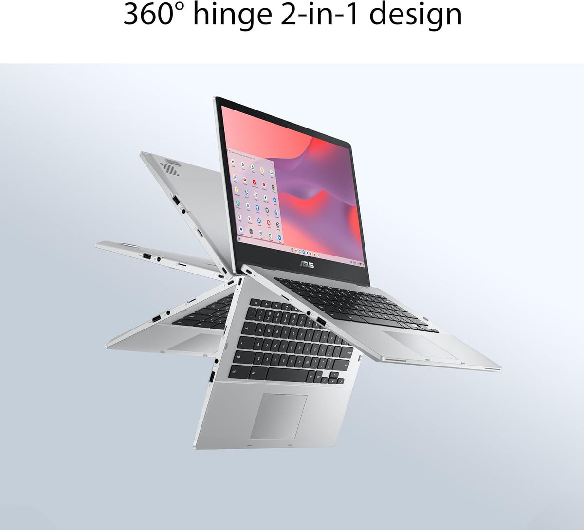 ASUS Chromebook Flip CX1 Convertible Laptop, 14" FHD NanoEdge 360-degree Touchscreen, Intel Celeron N4500 Processor, 128GB eMMC Storage, 8GB RAM, ChromeOS, Transparent Silver, CX1400FKA-AS88FT