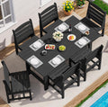 SERWALL Patio Dining Sets for 6 Person, HDPE Dining Set with 6 Armless Chairs, Black