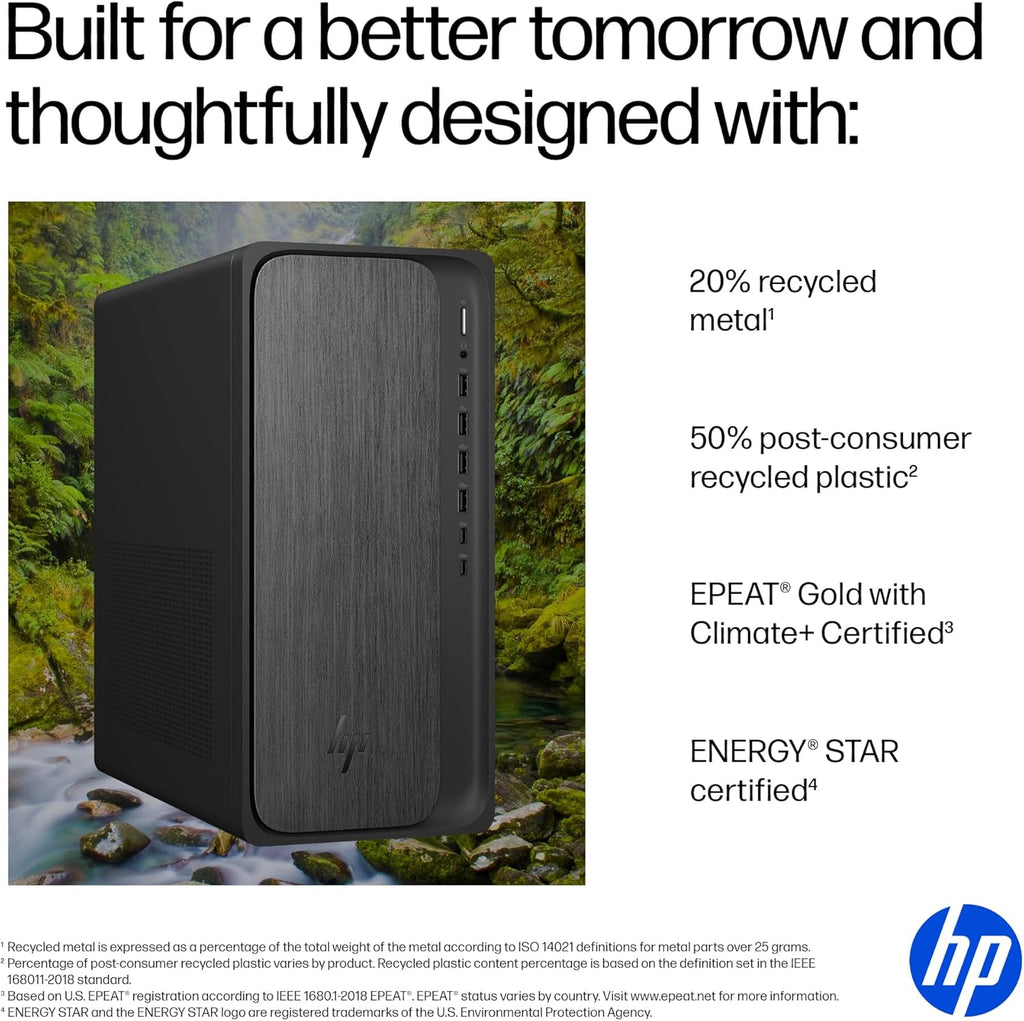 HP OmniDesk Desktop PC, AMD Ryzen 5 8500G, 8 GB RAM, 512 GB SSD, AMD Radeon 740M Graphics, Windows 11 Home, Microsoft Copilot, Gray Wood, M02-0310 (2025)