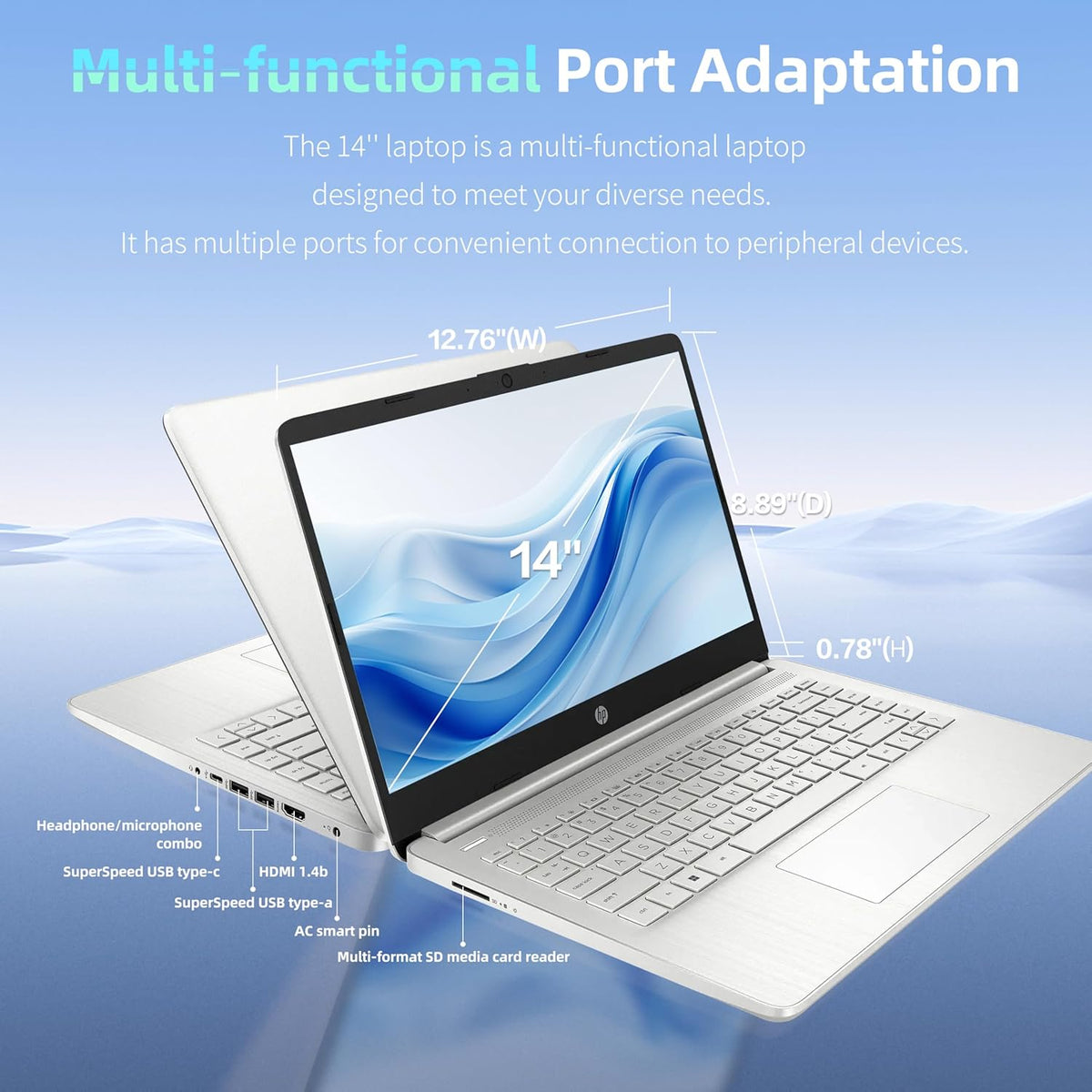 HP Laptop Computer for Student Daily Study, 1-Year Microsoft Office 365, Intel Processor N150, 4GB RAM, 128GB Storage, Long Battery Life & Fast Charging, Windows 11 Home, Natural Silver