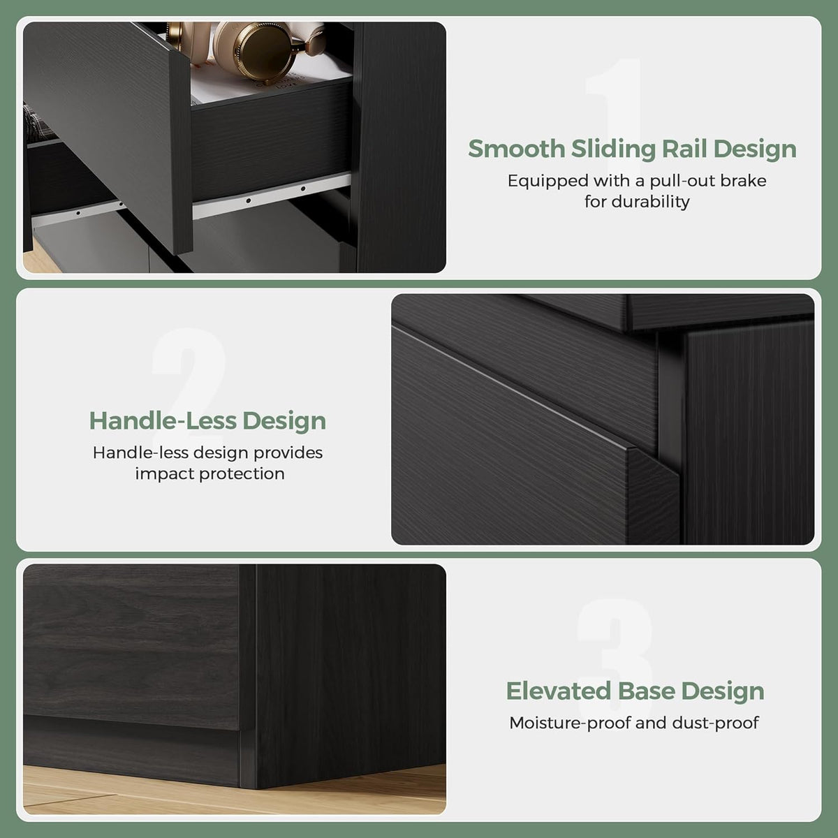 Jocoevol Modern Pink 9 Drawer Dresser for Bedroom, Simply Chest of Drawers, Wood Storage Dresser with Deep Drawers for Living Room Hallway Entryway (Black)