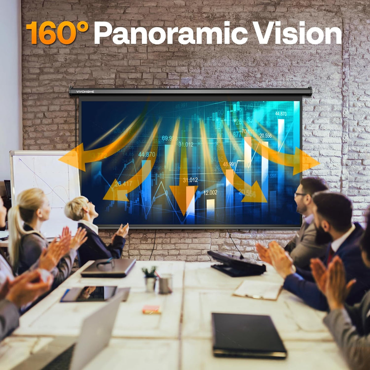 VIVOHOME Motorized Projector Screen with Remote, 16:9 84 Inch Auto Electric Projection Screen, HD 4K Movie Screen for Home Theater, Cinema, Office (73 x 41 Black)