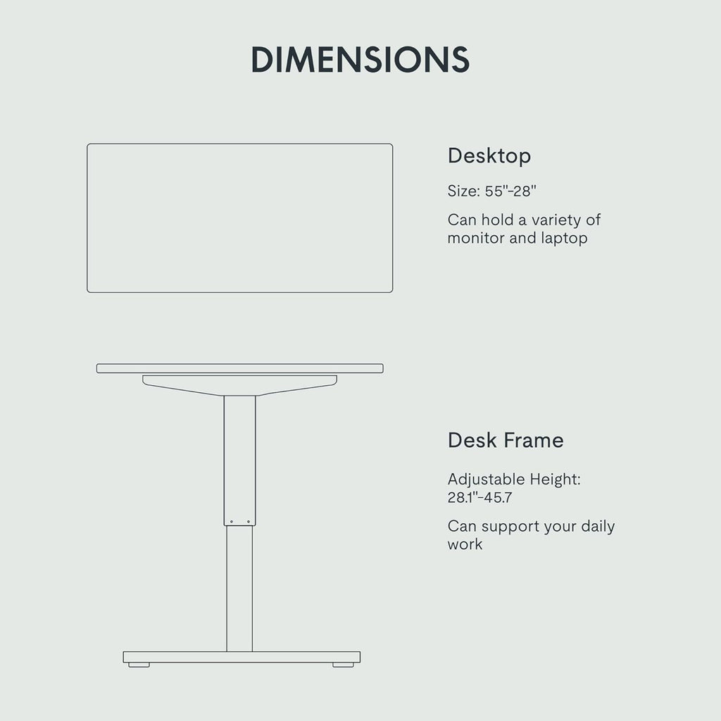 FLEXISPOT EN2 55''x28'' Electric Standing Desk with PC Stand Bundle, 1" Whole-Piece Desktop, Easy-to-Install Hanging Design PC Mount, Bundle for Home Office, Game & Small Spaces, Black