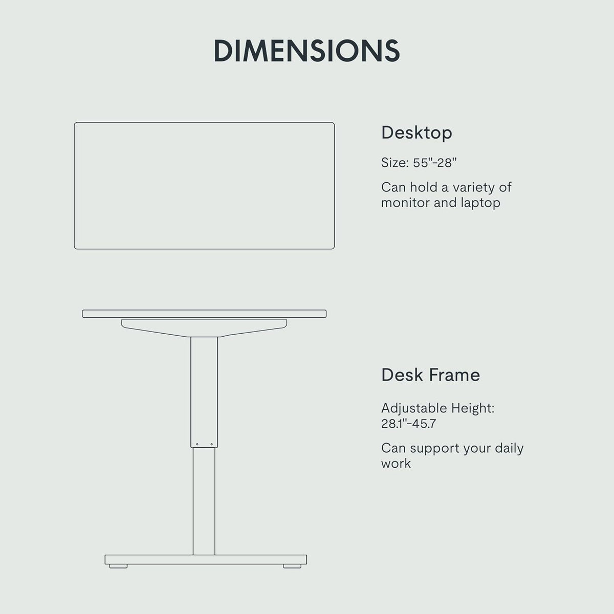 FLEXISPOT EN2 55''x28'' Electric Standing Desk with PC Stand Bundle, 1" Whole-Piece Desktop, Easy-to-Install Hanging Design PC Mount, Bundle for Home Office, Game & Small Spaces, Black
