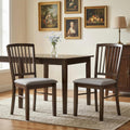 HOMCOM Farmhouse Dining Chairs Set of 2, Upholstered Linen Fabric Kitchen Chairs with Solid Rubberwood Legs for Kitchen, Dining Room, Burn Brown