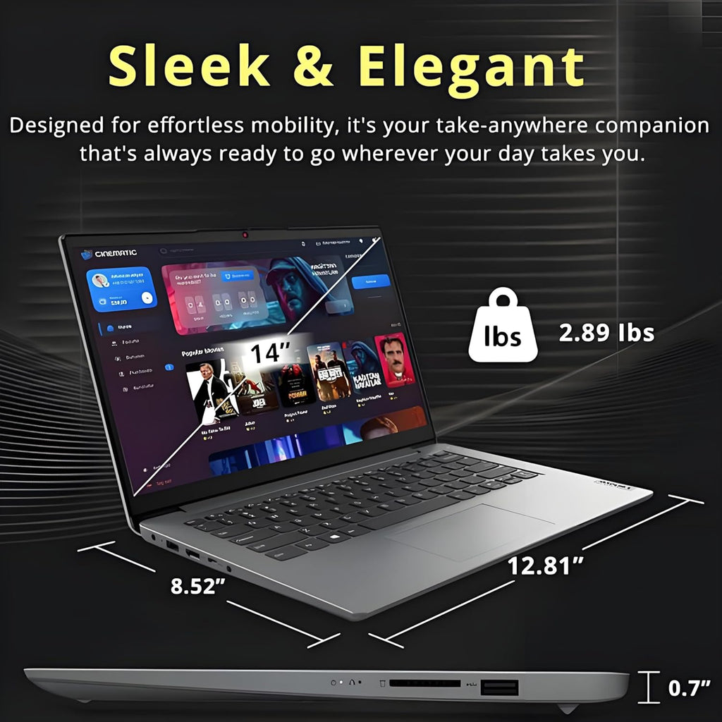 Lenovo 2026 Student Laptop with Microsoft 365, 8GB RAM, 128GB Storage + 500GB Ext HDD, Intel Dual Core, WiFi, Ultra-Light, Long Battery Life, Windows 11 S, Essential IdeaPad for Home & School
