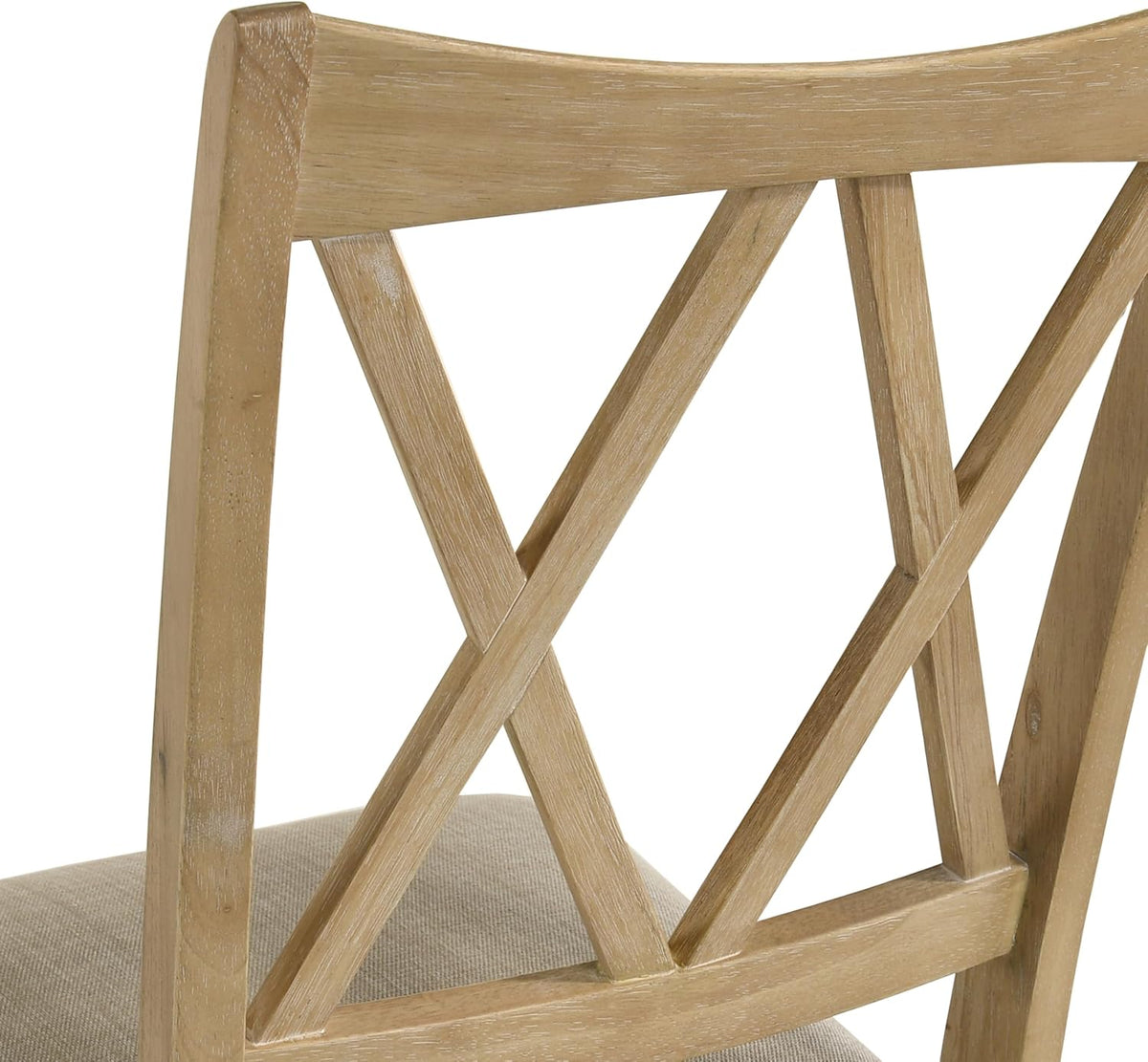 Roundhill Furniture Verta Solid Wood Cross-Back Dining Chairs, Set of 2, Light Oak Finish