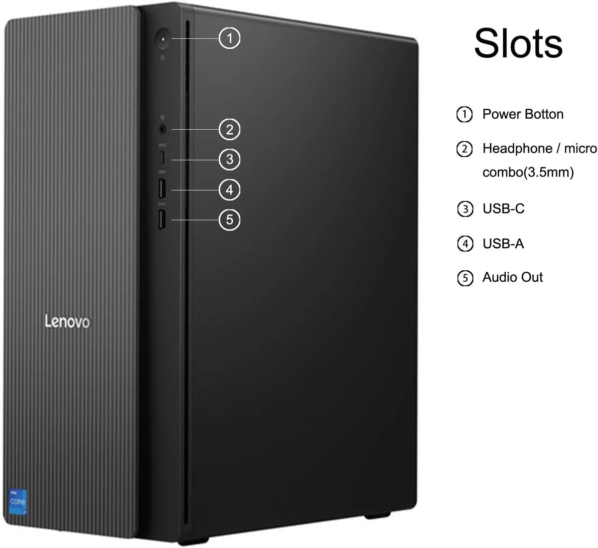 Lenovo IdeaCentre Tower Desktop Computer • 10-core Intel Ultra 5 225 Processor • 16GB DDR5 • 512GB SSD • Office 365 for The Web • HDMI + VGA, Wi-Fi 6E • Wired Keyboard & Mouse • Windows 11