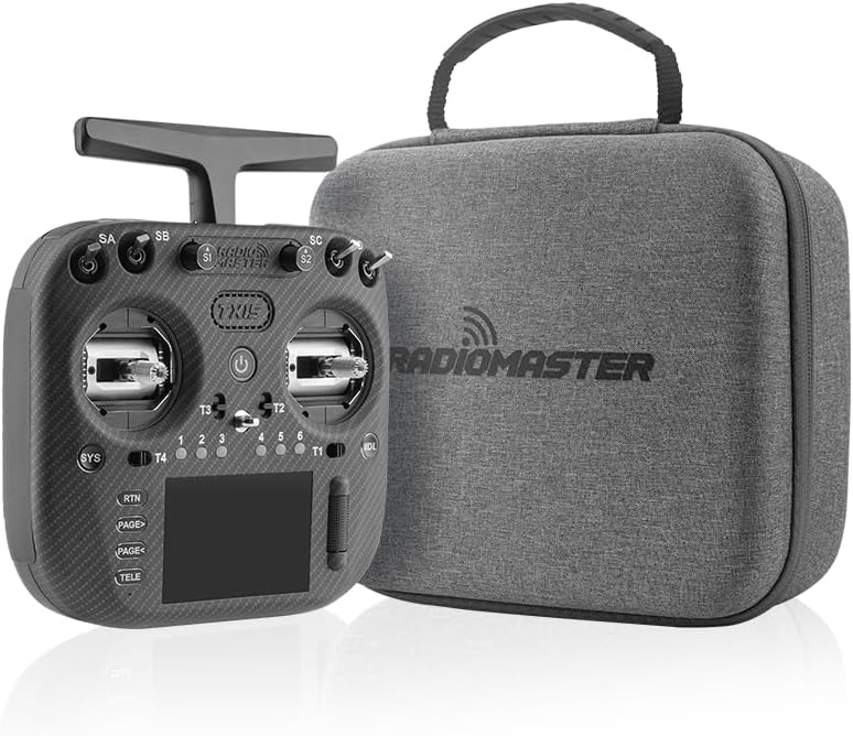 Radiomaster TX15 Max 3.5inch IPS Touchscreen Radio Controller ExpressLRS with AG02 CNC Hall Gimbal Built-in Gyro Microphone (Black FCC Mode2 with 5000Mah)