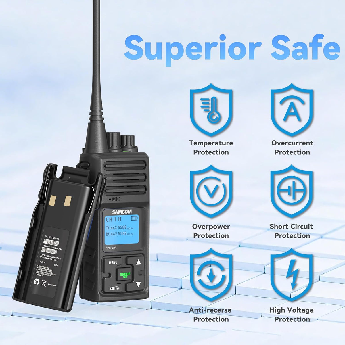 SAMCOM 2 Way Radios Walkie Talkies,Rechargeable Long Range Two Way Radio,5 Watts Commercial Handheld UHF Radios with 2 Pin Earpiece,1500mAh Battery for School Warehouse Church,19 Packs