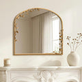 Besdomus Arched Wall Decorative Mirror: 32"x30" Ornate Brass Gold Wall Mirror - Arch Metal Framed with Vine Decorative - Modern Farmhouse for Bathroom/Fireplace/Entryway/Living Room