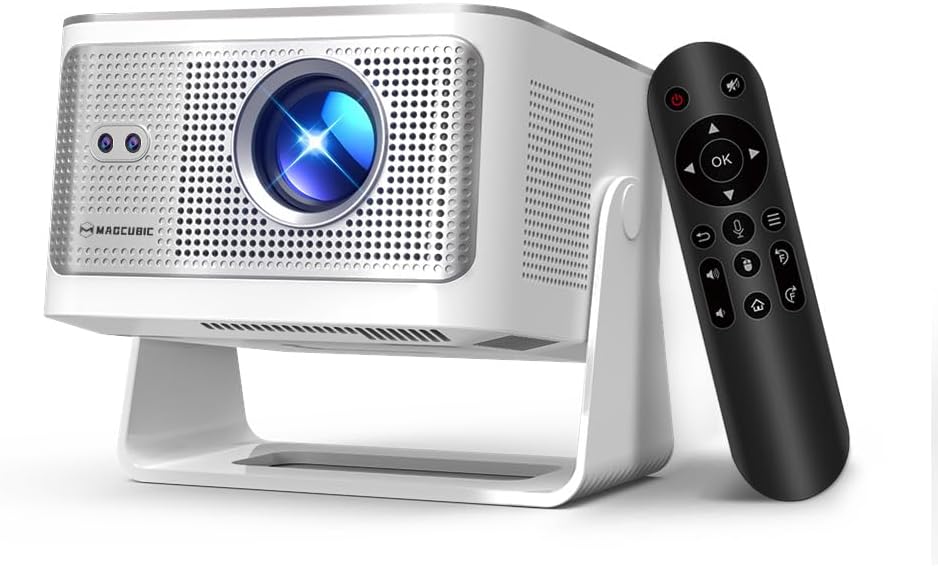 Smart Projector with 4K 8K Support, Mini Projector with Wifi6 and Bluetooth5.4, 600 ANSI, Auto Focus & Obstacle Avoidance 1080P Portable Movie Proyector for Home Outdoor, Magcubic HY350Max