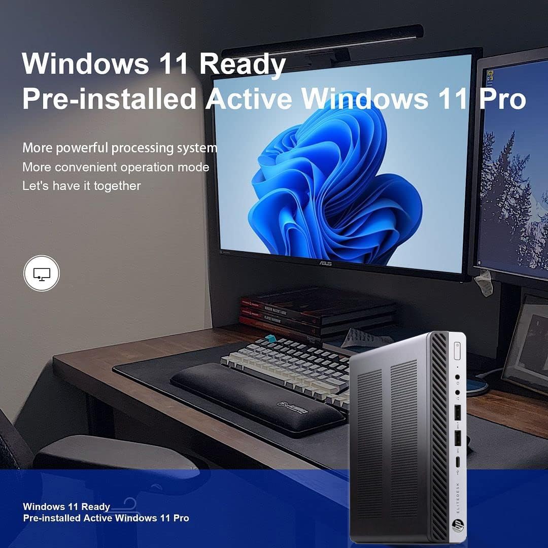 HP EliteDesk 800 G3 Mini Business Desktop Computer with 27" FHD Monitor PC Bundle, Intel Core i7-7700T up to 3.80 GHz, 8 GB RAM, 256 GB SSD, Keyboard & Mouse, WiFi/Bluetooth, Windows 11 Pro (Renewed)