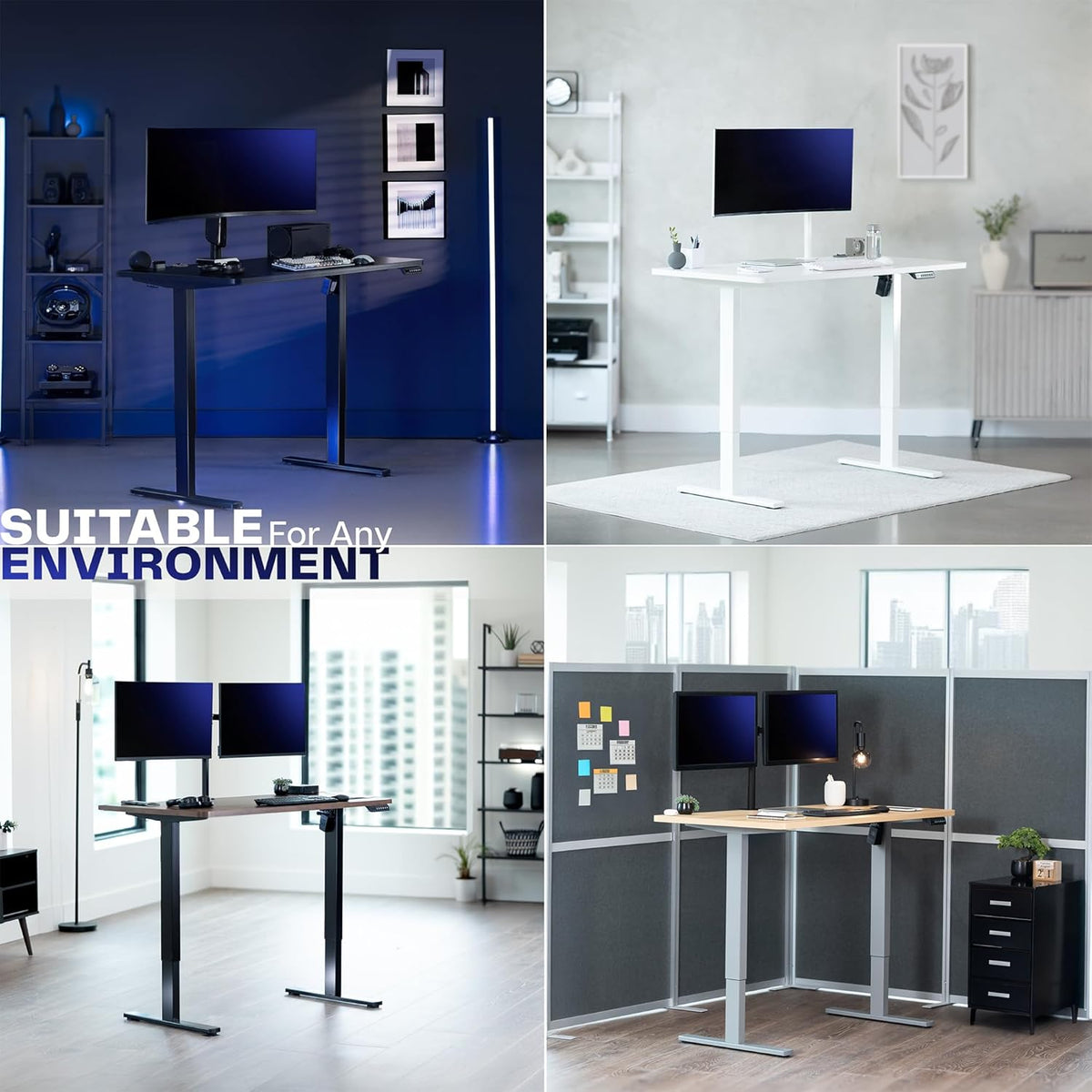 VIVO Electric Stand Up Desk Frame Workstation, Frame Only with 220 lbs Capacity, Brushless Motor Standing Height Adjustable Legs with Memory Controller, Black, DESK-V100EBY