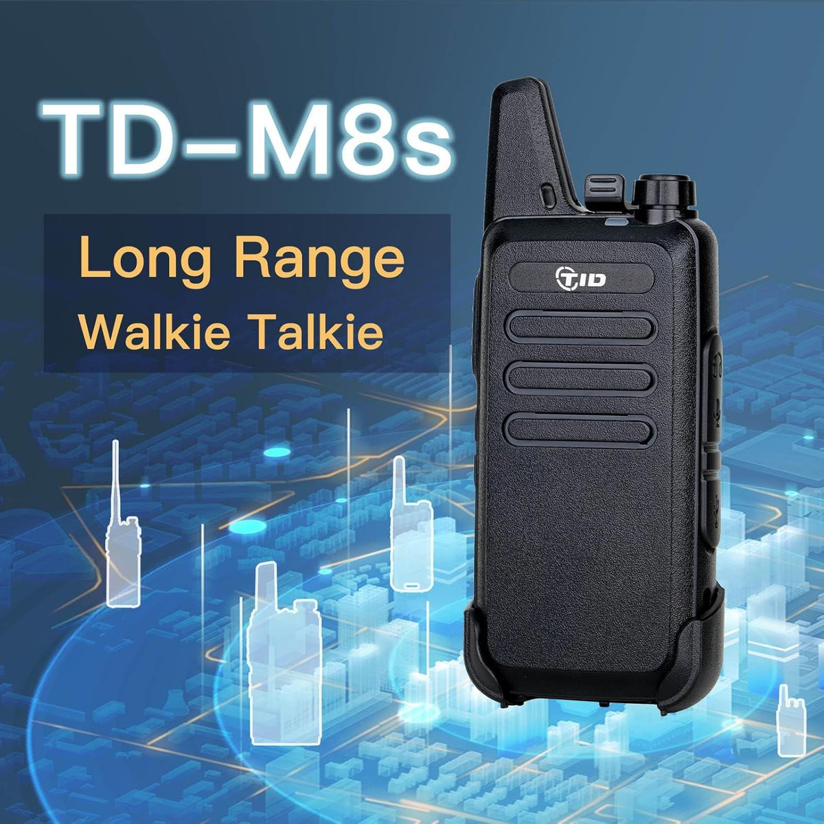 TIDRADIO TD-M8s 2 Way Radio Walkie Talkies Rechargeable VOX License-Free Two Way Radio with Earpiece Walkie Talkies for Adults School Church Restaurant Business Office (10 Pack)