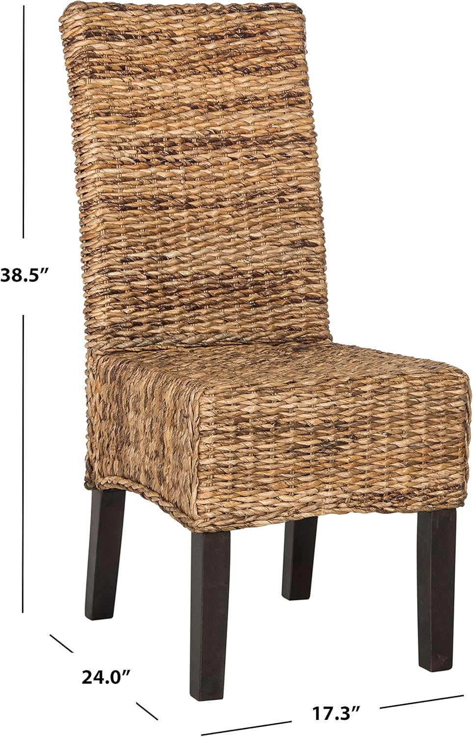 SAFAVIEH Home Collection Avita Natural Rattan & Abaca Wicker Dining Chair Set of 2, Coastal Woven Dining Chairs with Pine Wood Legs, 18-Inch Seat Height (SEA8012A-SET2)