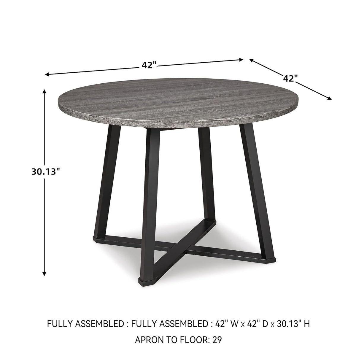 Signature Design by Ashley Centiar Mid Century Round Dining Room Table with Metal Legs, Gray & Black | Mid Century