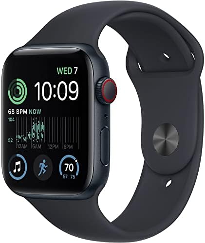 Apple Watch SE (2nd Gen) (GPS, 44mm) - Midnight Aluminum Case with Midnight Sport Band, S/M (Renewed)