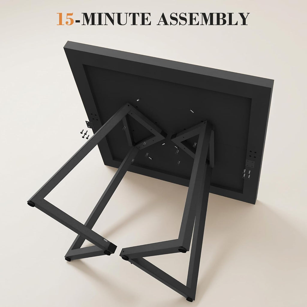 Apicizon Square Kitchen Table for 2, Small Dining Table with Metal Base, 31.5" Modern Dinner Table for Dining Room Apartment Restaurant, Black