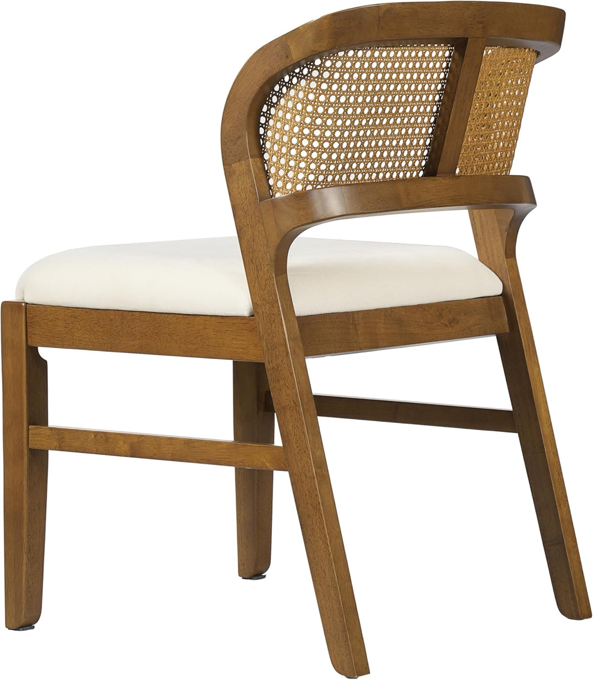 Christopher Knight Home Cayde Upholstered Dining Chairs Set of 2, Kitchen Side Chair with Cane Backrest, Rubberwood Dining Room Chair, Extra Seat for Living Room, Walnut+Beige