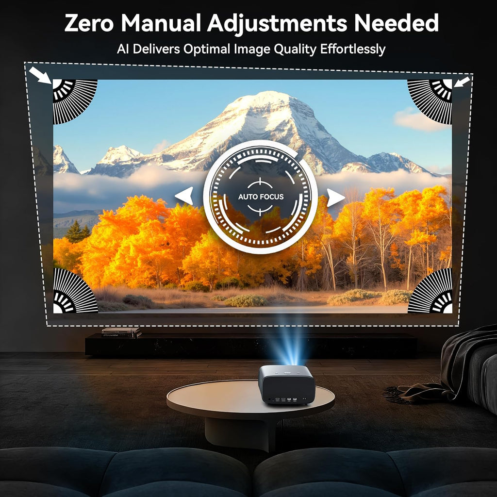【2000 ANSI/4K Supported/30W Dolby/Official Apps】OS 2.0 Smart Projector with WiFi and Bluetooth, Portable Home Theater Movie Projector, AI Auto Focus & Keystone, 400'' Display Indoor/Outdoor Proyector