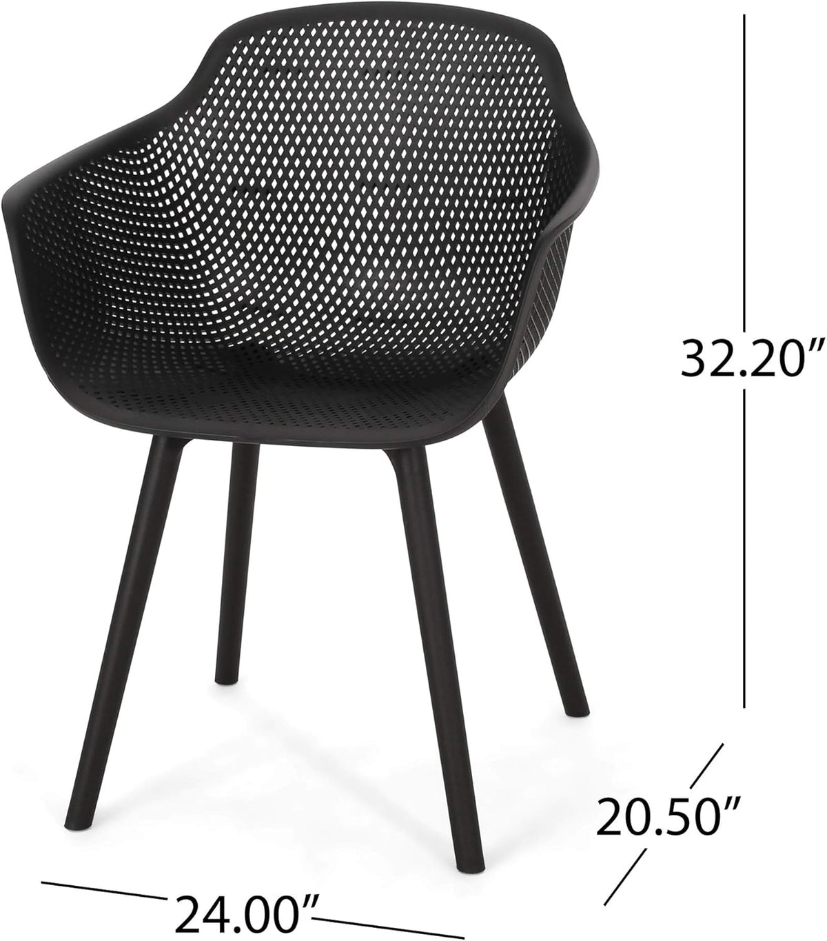 Christopher Knight Home Davina Outdoor Dining Chair (Set of 2), Polypropylene, Black